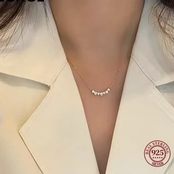 925 Sterling Silver Elegant Gold Necklace with Silver Accents - Picture 2 of 5